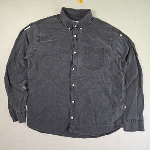 NN07 Levon Shirt Black Tencel Button Down Men L Charcoal Long Sleeve Pocket Soft